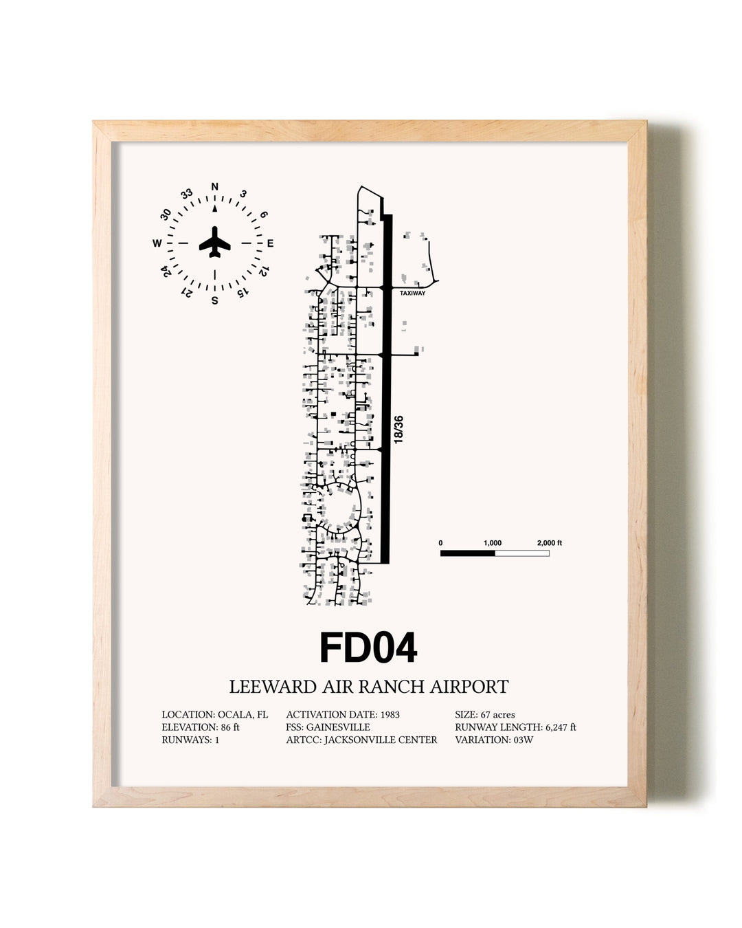 Leeward Air Ranch Airport framed wall art in white frame
