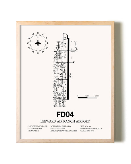 Leeward Air Ranch Airport framed wall art in white frame