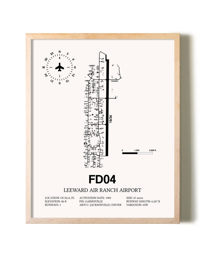 Leeward Air Ranch Airport framed wall art in white frame