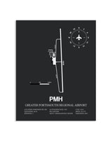 Gray Framed Greater Portsmouth Regional Airport layout wall art poster