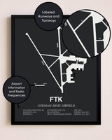 Godman Army Airfield poster size comparison chart