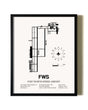 Framed Fort Worth Spinks Airport wall art poster in black frame