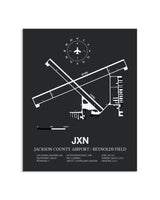 Gray Framed Jackson County Airport / Reynolds Field layout wall art poster