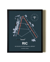 Slate Framed Richmond International Airport wall art poster in black frame