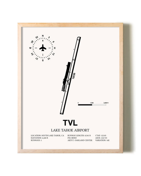Lake Tahoe Airport framed wall art in white frame