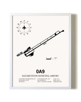 Elizabethton Municipal Airport airport map poster in oak frame