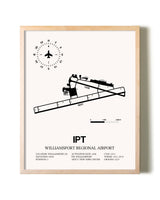 Williamsport Regional Airport framed wall art in white frame