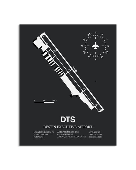 Gray Framed Destin Executive Airport layout wall art poster