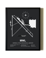 Unframed Mineral Wells Regional Airport map print poster