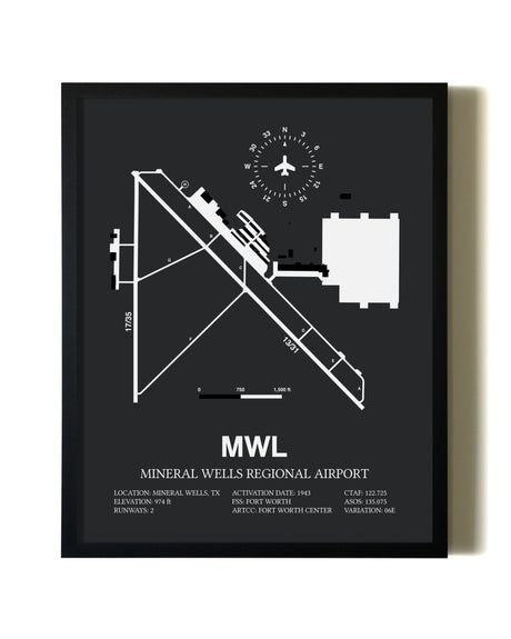 Unframed Mineral Wells Regional Airport map print poster