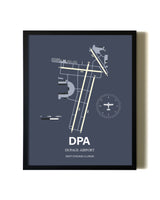Framed DuPage Airport wall art poster in black frame