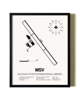 Framed Sullivan County International Airport wall art poster in black frame