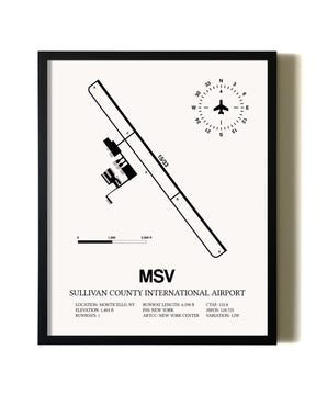 Framed Sullivan County International Airport wall art poster in black frame