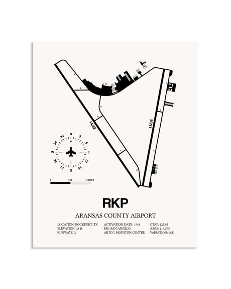 Gray Aransas County Airport framed poster displayed in an airplane hangar