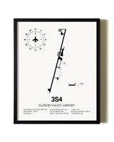 Framed Illinois Valley Airport wall art poster in black frame