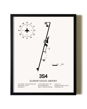 Framed Illinois Valley Airport wall art poster in black frame