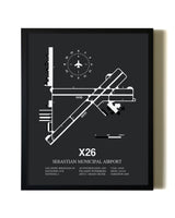 Unframed Sebastian Municipal Airport map print poster