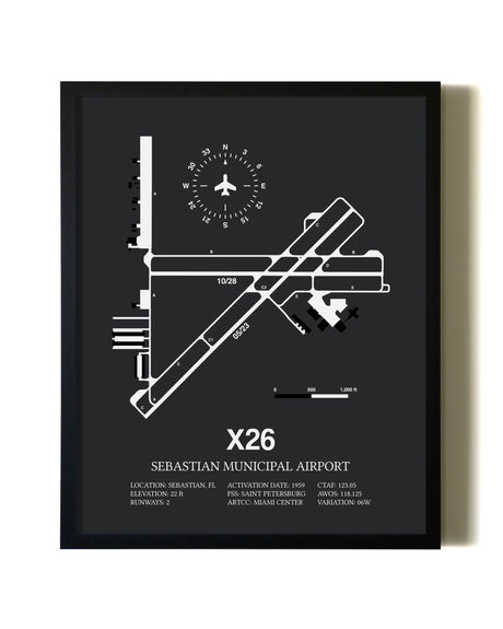 Unframed Sebastian Municipal Airport map print poster