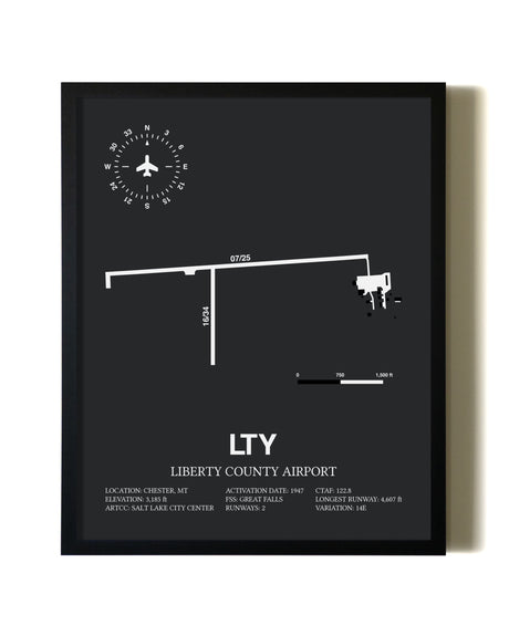 Unframed Liberty County Airport map print poster