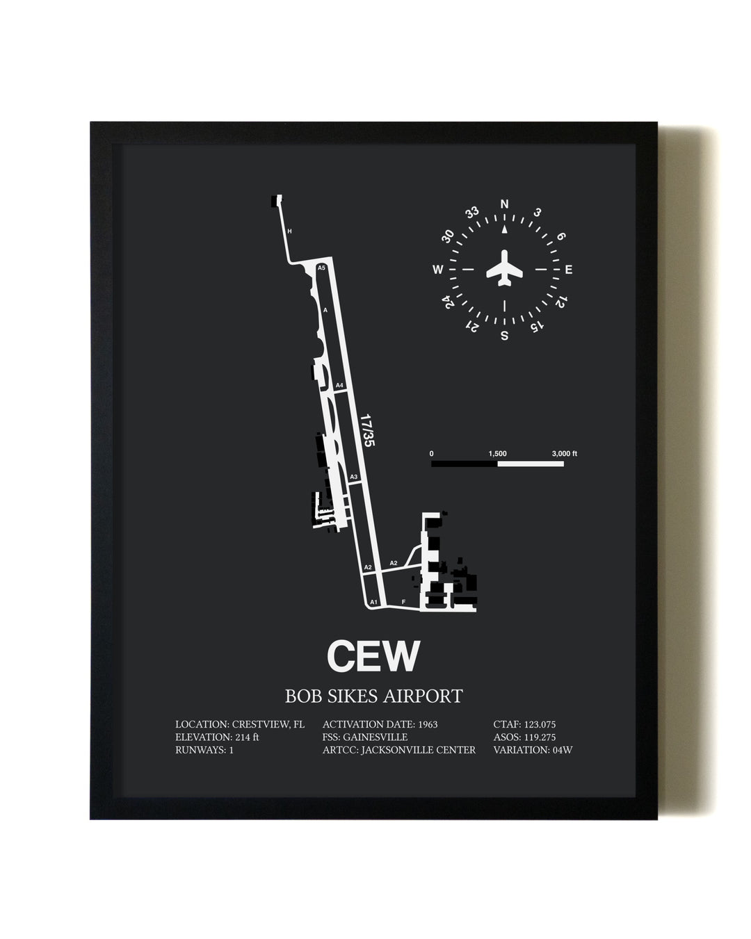 Unframed Bob Sikes Airport map print poster