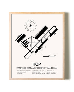 Campbell Army Airfield (Fort Campbell) framed wall art in white frame