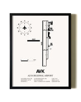 Framed Alva Regional Airport wall art poster in black frame