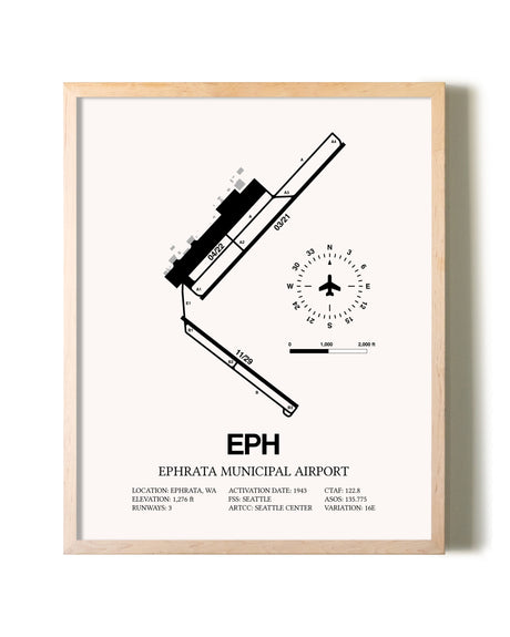 Ephrata Municipal Airport framed wall art in white frame