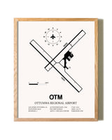 Ottumwa Regional Airport framed print in natural wood frame