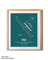Richmond Executive-Chesterfield County Airport airport map poster in oak frame with mat