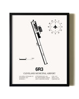 Framed Cleveland Municipal Airport wall art poster in black frame