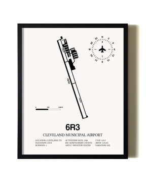 Framed Cleveland Municipal Airport wall art poster in black frame