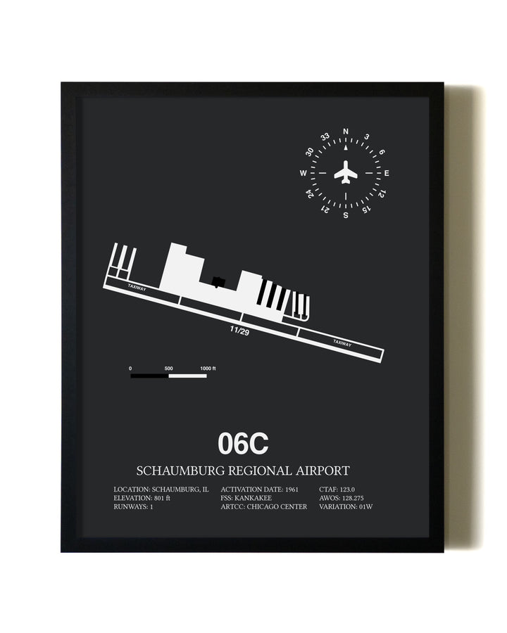 Unframed Schaumburg Regional Airport map print poster