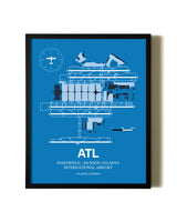 Sky Blue Hartsfield/Jackson Atlanta International Airport aviation wall décor in black wood frame