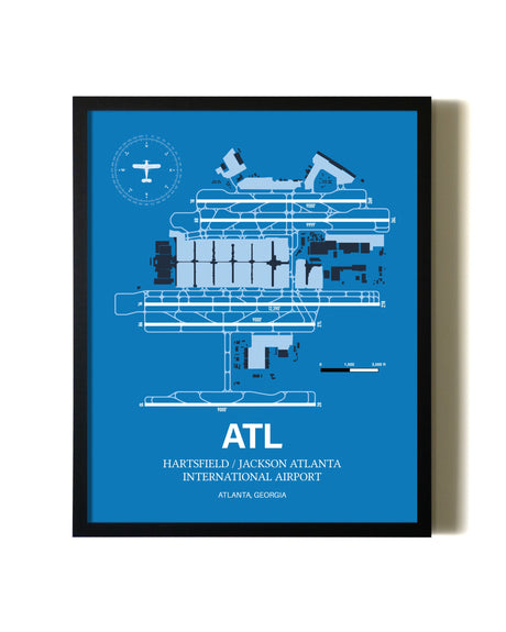 Sky Blue Hartsfield/Jackson Atlanta International Airport aviation wall décor in black wood frame