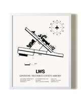 Lewiston / Nez Perce County Airport airport map poster in oak frame