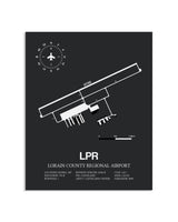 Gray Framed Lorain County Regional Airport layout wall art poster