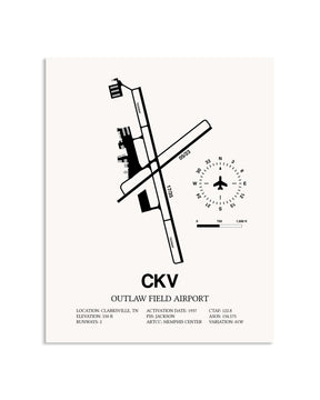 Gray Outlaw Field Airport framed poster displayed in an airplane hangar