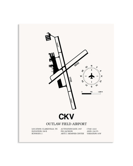 Gray Outlaw Field Airport framed poster displayed in an airplane hangar