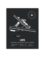 Gray Framed Lewiston / Nez Perce County Airport layout wall art poster