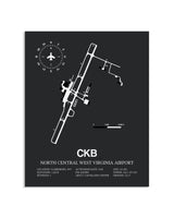 Gray Framed North Central West Virginia Airport layout wall art poster
