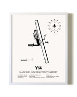Marv Skie-Lincoln County Airport airport map poster in oak frame