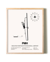 Greater Portsmouth Regional Airport framed wall art in white frame