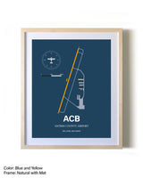 Antrim County Airport framed print in natural wood frame with mat