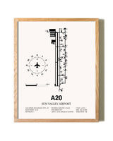 Sun Valley Airport framed print in natural wood frame