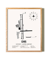 Dupont / Lapeer Airport framed print in natural wood frame
