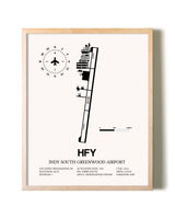 Indy South Greenwood Airport framed wall art in white frame