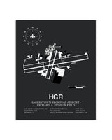 Gray Framed Hagerstown Regional Airport-Richard A. Henson Field layout wall art poster