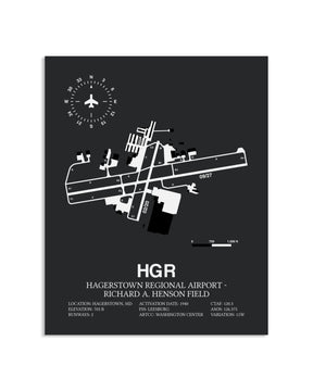 Gray Framed Hagerstown Regional Airport-Richard A. Henson Field layout wall art poster