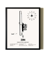 Framed Princeton Airport wall art poster in black frame