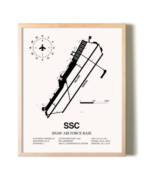 Shaw Air Force Base framed wall art in white frame